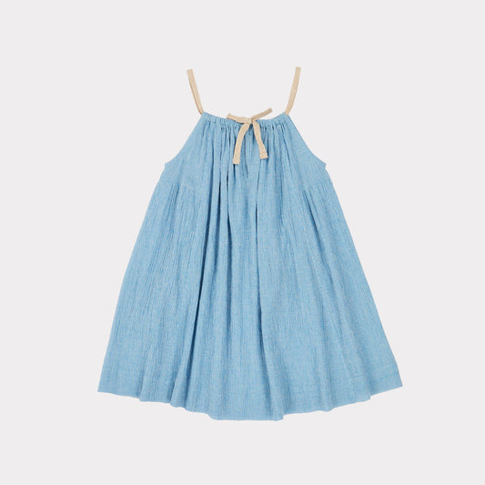 Girls Blue Check Cotton Dress