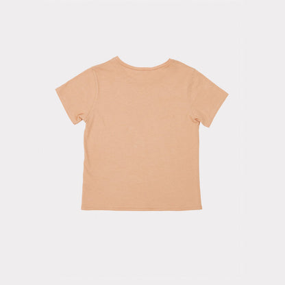儿童驼色花朵棉T恤