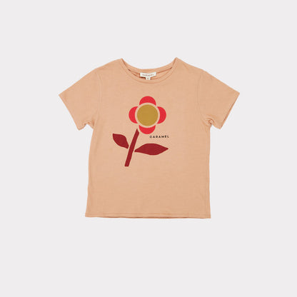 儿童驼色花朵棉T恤