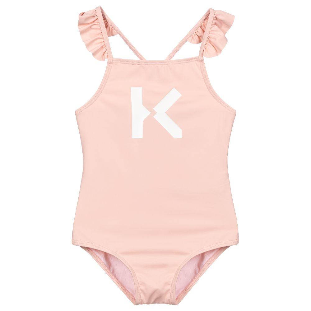 Girls Pink Logo Swimsuit