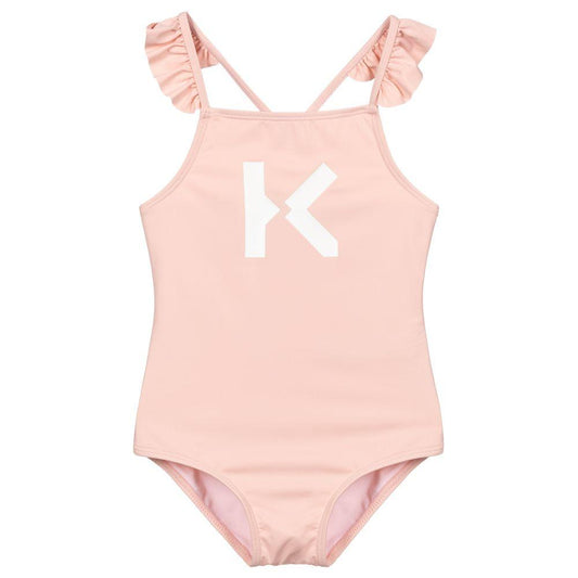 Girls Pink Logo Swimsuit