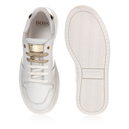 Girls White Leather Shoes
