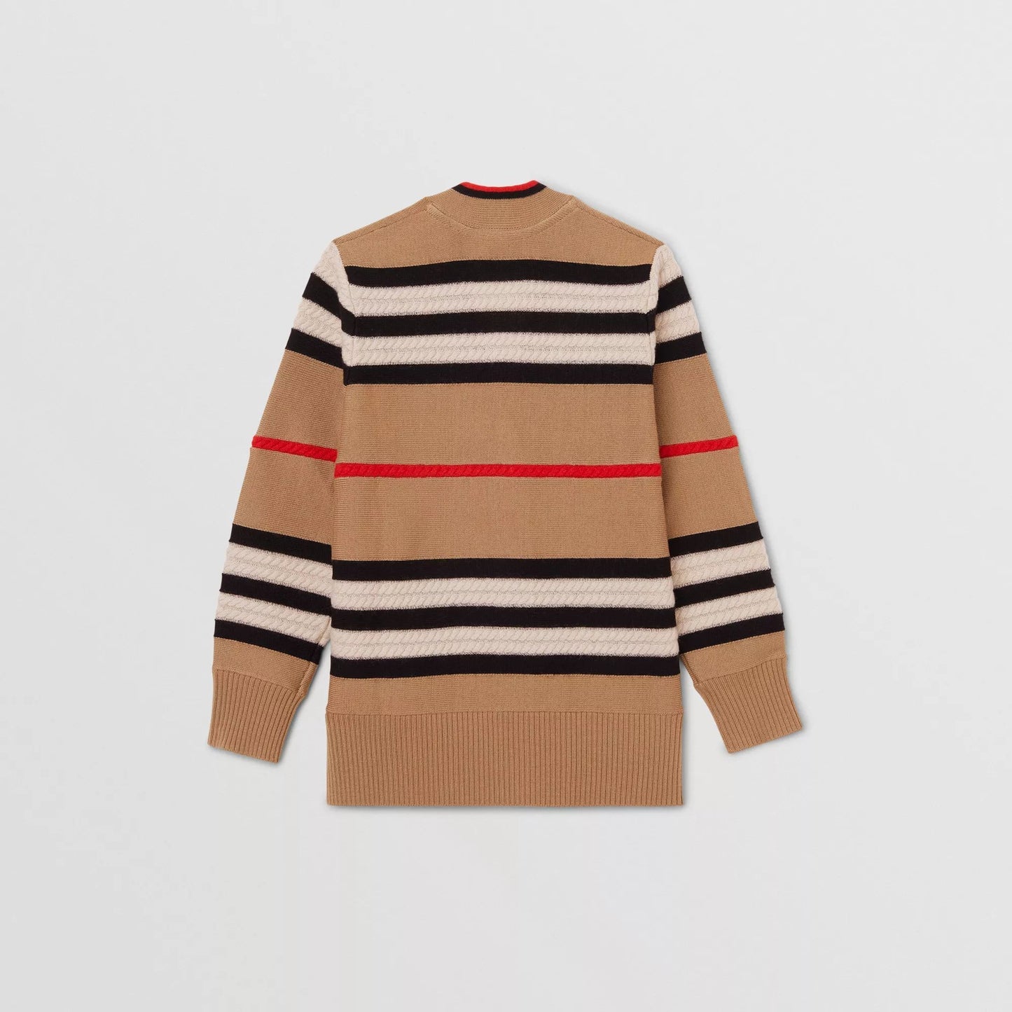 女童米色条纹羊毛开衫