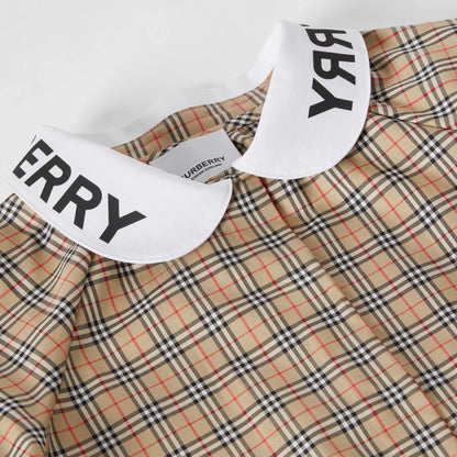 女童米色格子棉衬衫