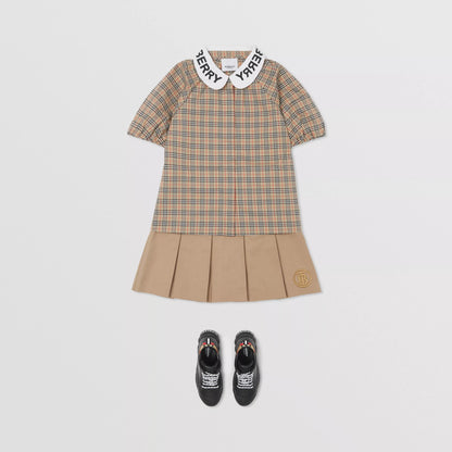 女童米色格子棉衬衫