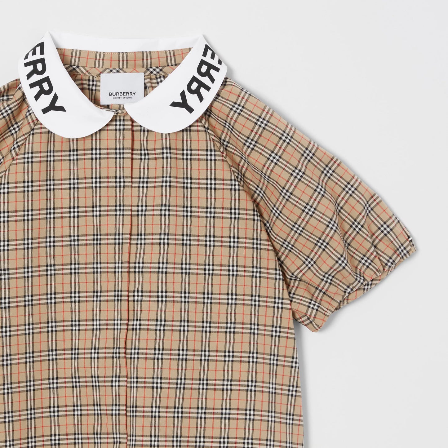 女童米色格子棉衬衫