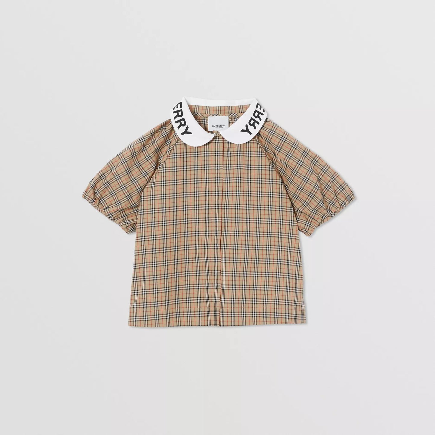 女童米色格子棉衬衫