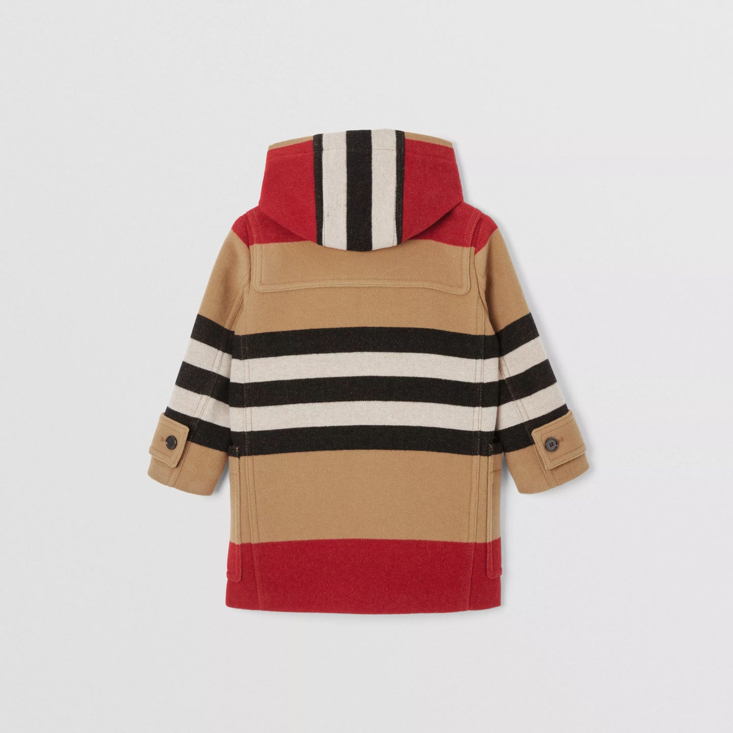 男童米色条纹羊毛外套