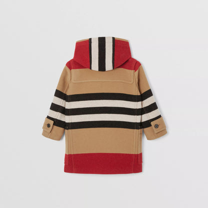 男童米色条纹羊毛外套