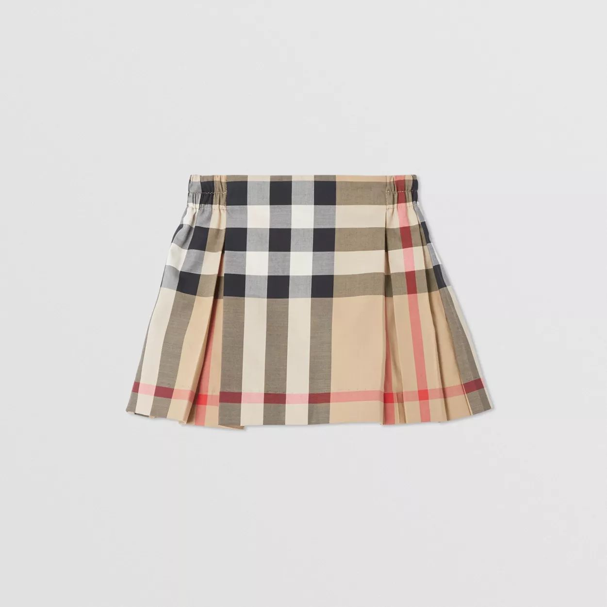 女婴米色格子棉短裙