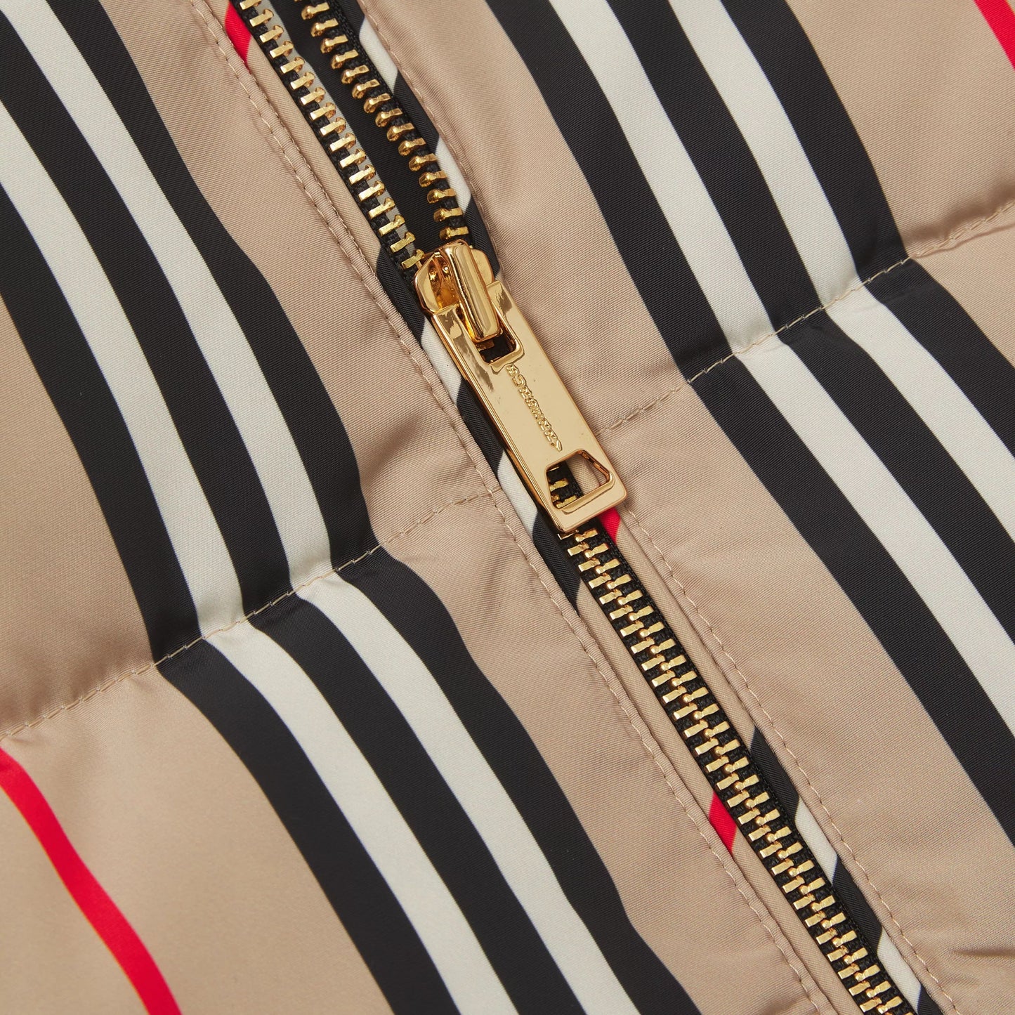 婴儿米色条纹羽绒连体衣