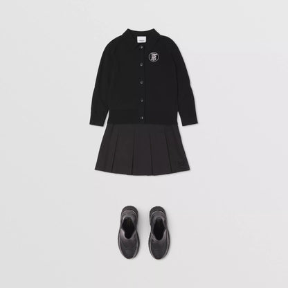 女童黑色Logo羊毛开衫