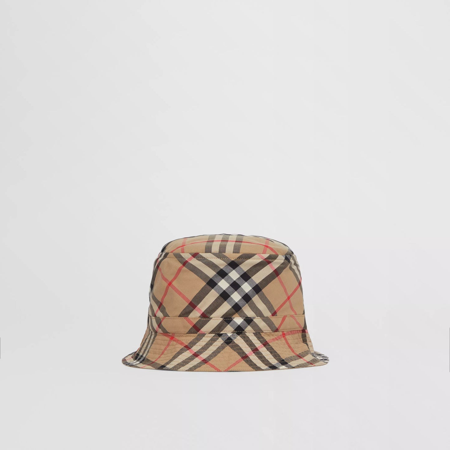 儿童米色格子渔夫帽