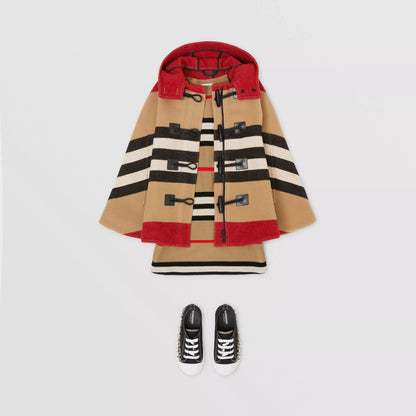 女童米色条纹羊毛披肩