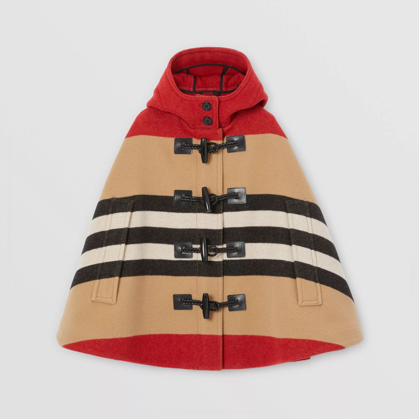 女童米色条纹羊毛披肩