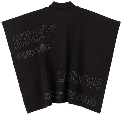 女童黑色Logo羊毛披肩