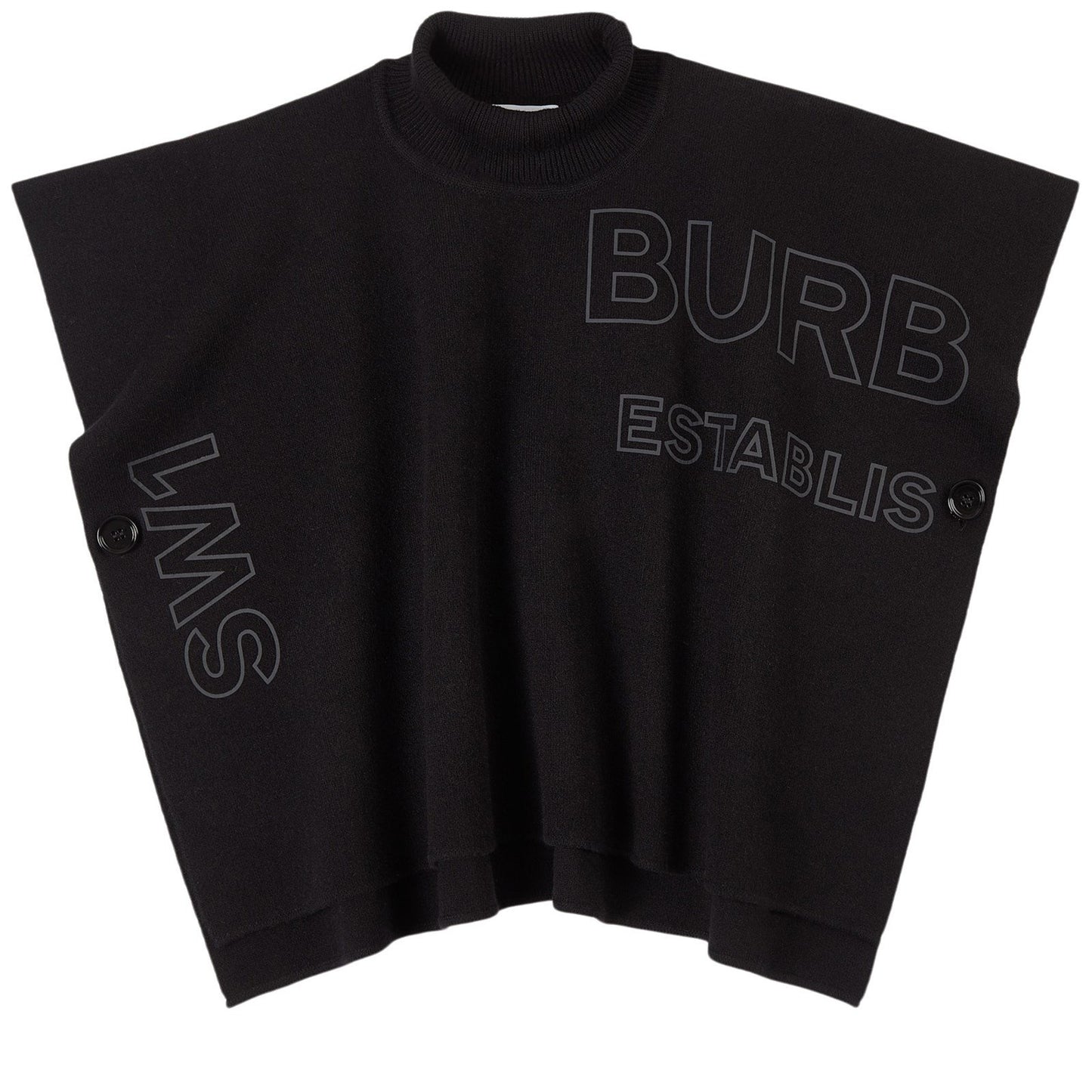 女童黑色Logo羊毛披肩