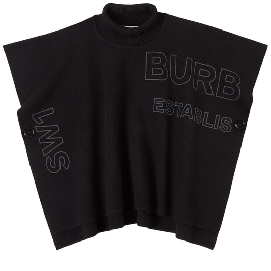 女童黑色Logo羊毛披肩