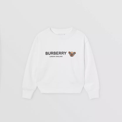 女童白色Logo棉卫衣