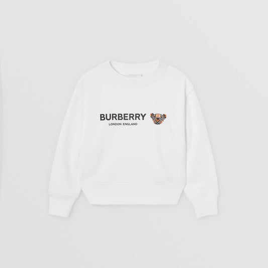 女童白色Logo棉卫衣