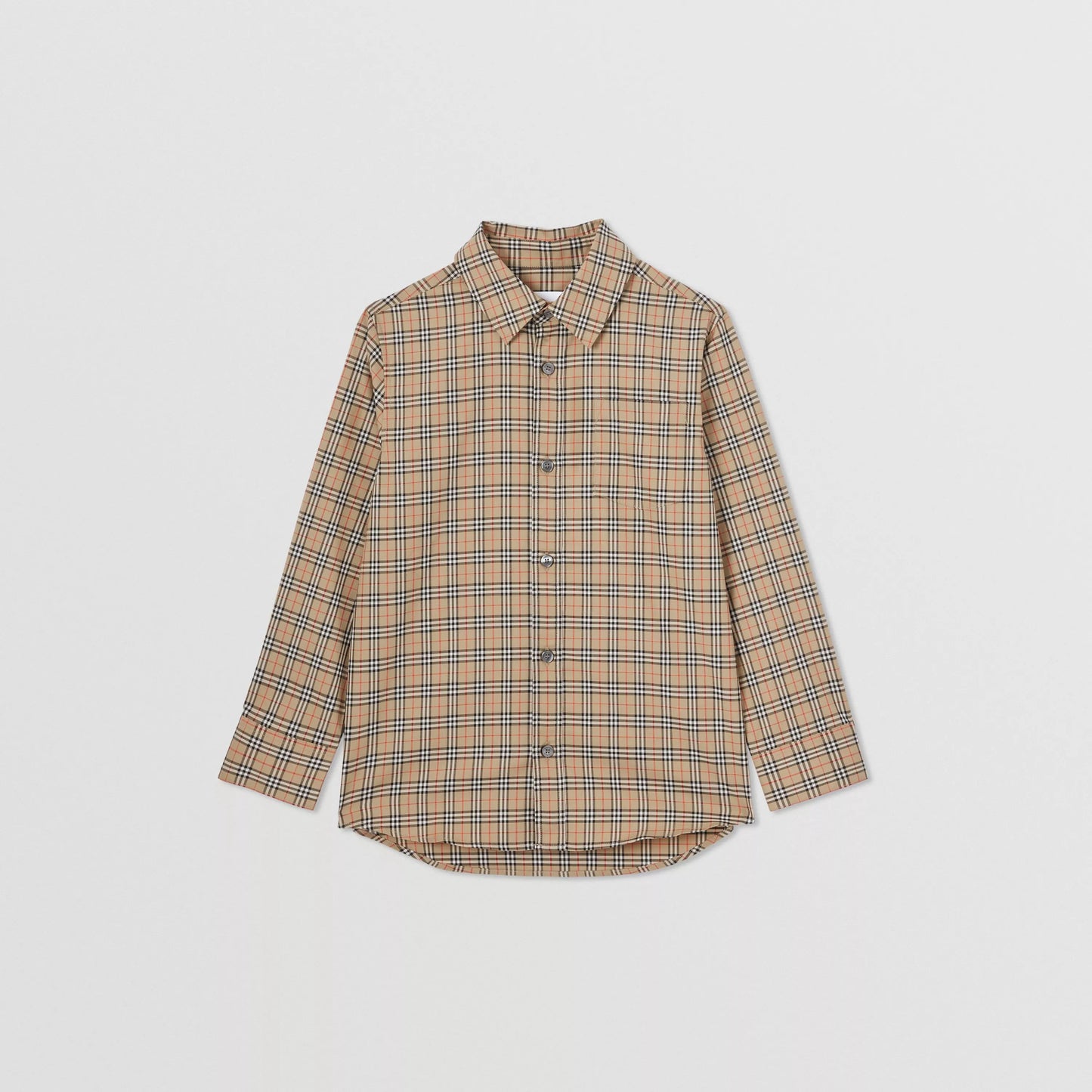 男童米色格子棉衬衫