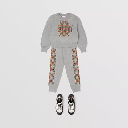 儿童灰色印花棉卫衣