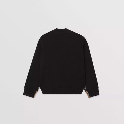 女童米色格子羊绒开衫