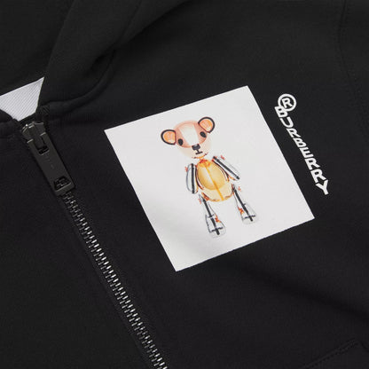 男童黑色连帽拉链上衣