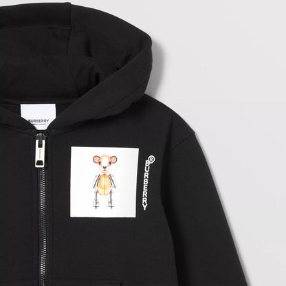 男童黑色连帽拉链上衣