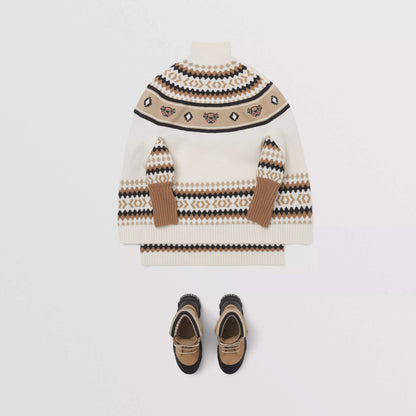 女童驼色刺绣羊毛斗篷