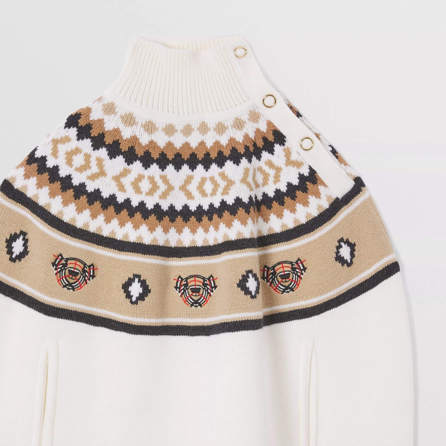 女童驼色刺绣羊毛斗篷