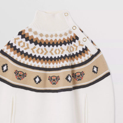 女童驼色刺绣羊毛斗篷