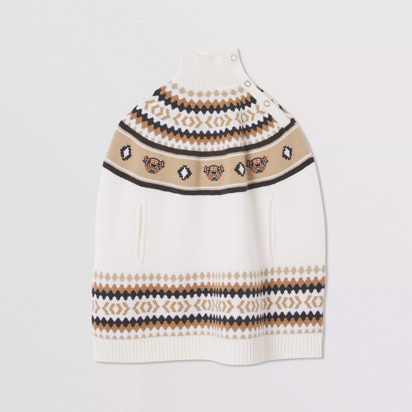 女童驼色刺绣羊毛斗篷