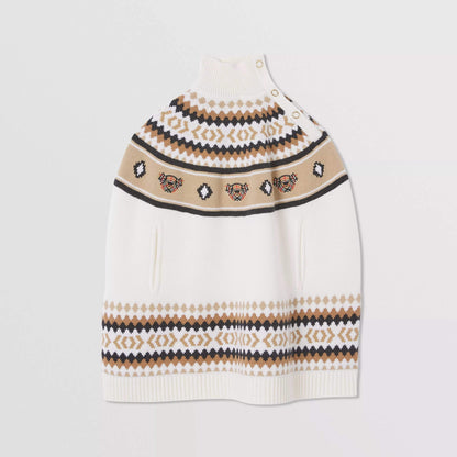 女童驼色刺绣羊毛斗篷