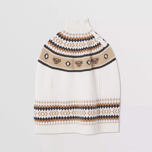 女童驼色刺绣羊毛斗篷