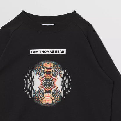 儿童黑色印花棉T恤