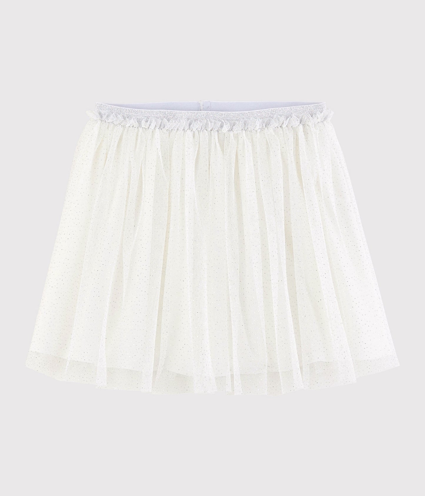 Girls White Glitter Tulle Skirt