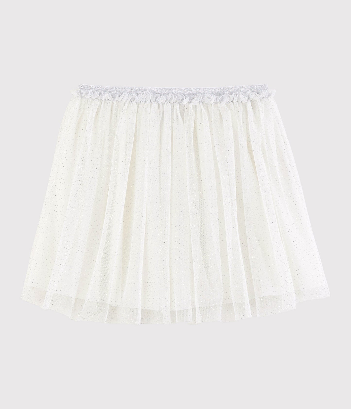 Girls White Glitter Tulle Skirt