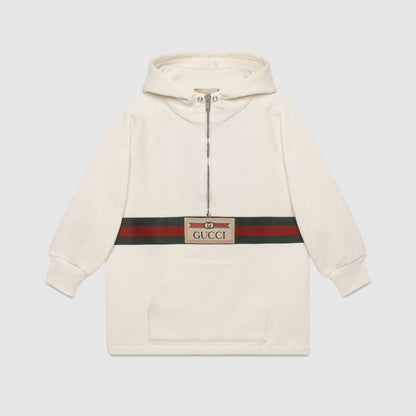Boys White Hooded Cotton Sweatshirt