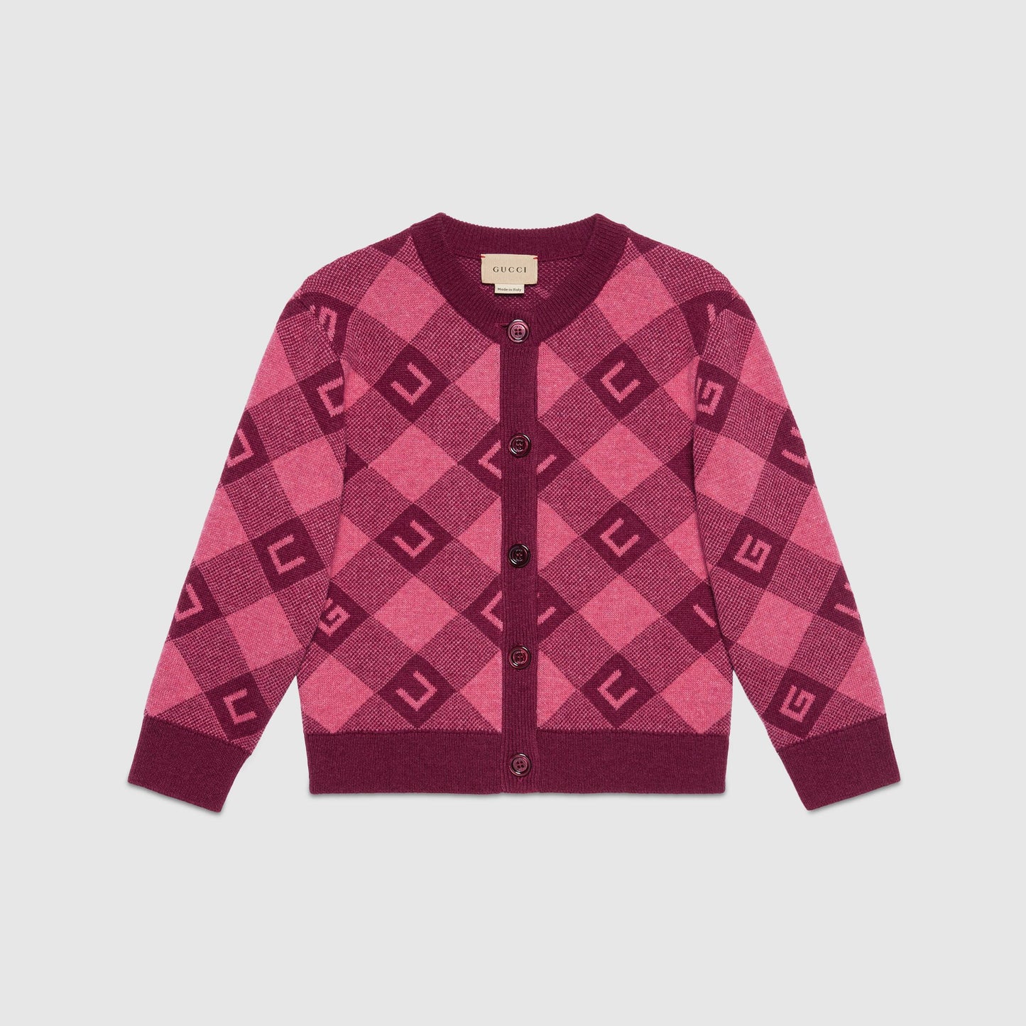 女童粉色Logo羊毛开衫