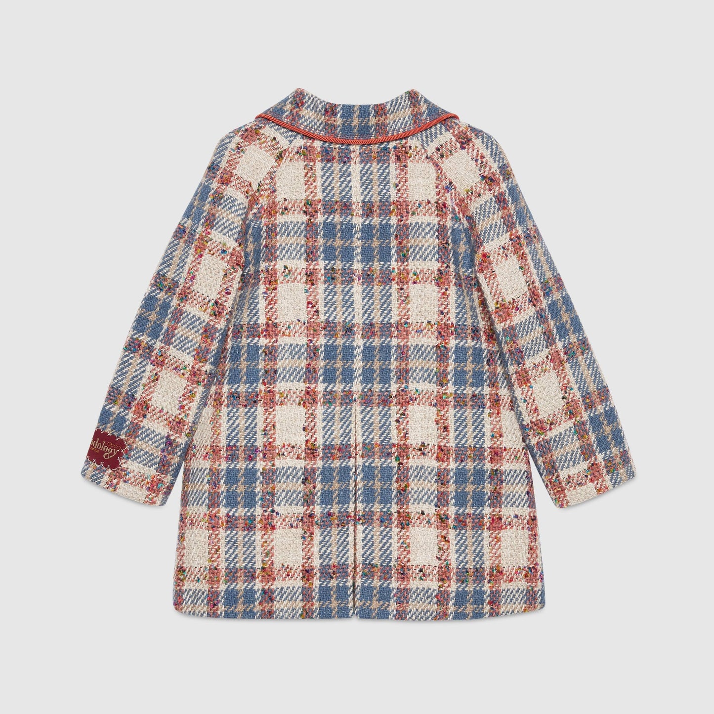 女童米色&蓝色格子外套