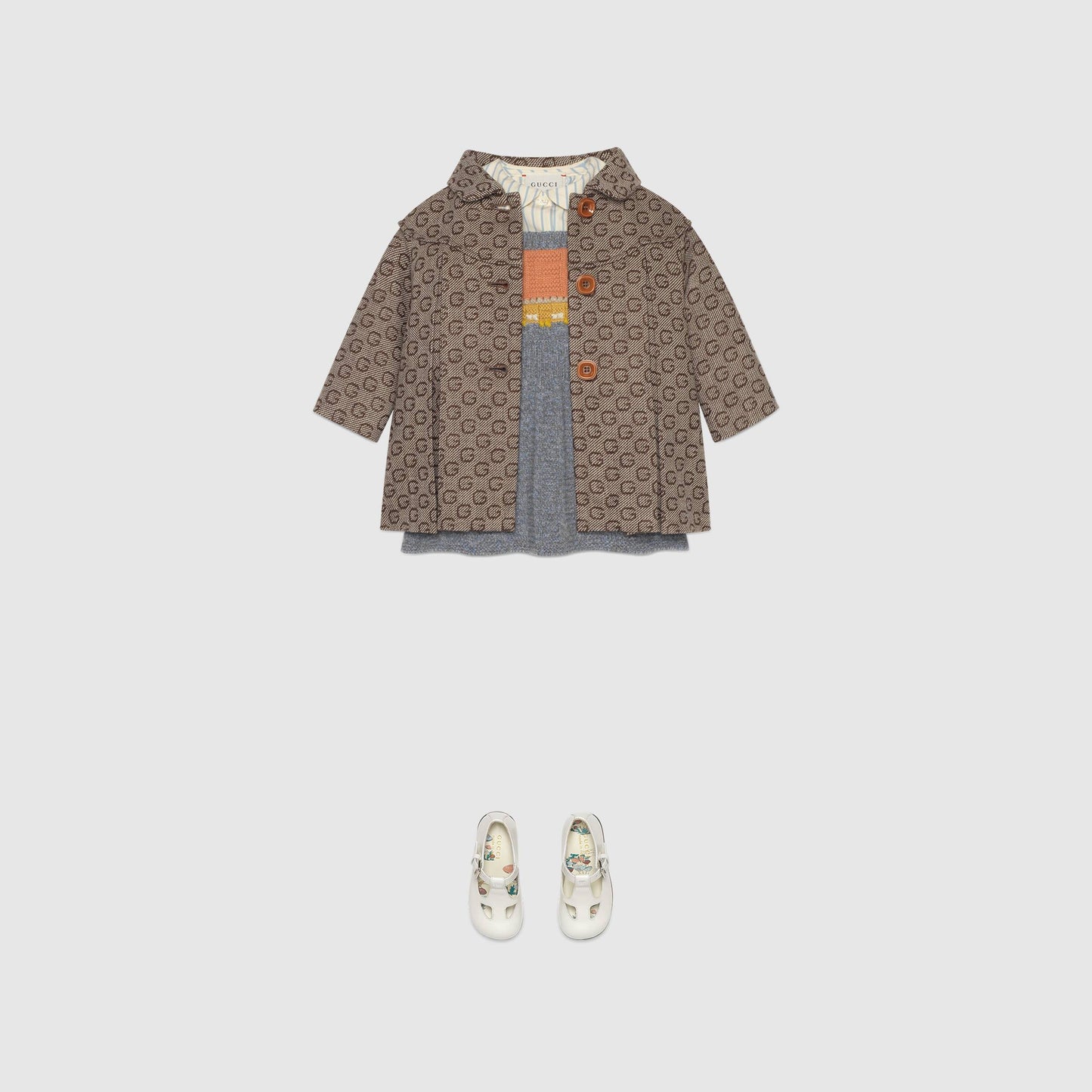 女婴米色GG Logo羊毛外套