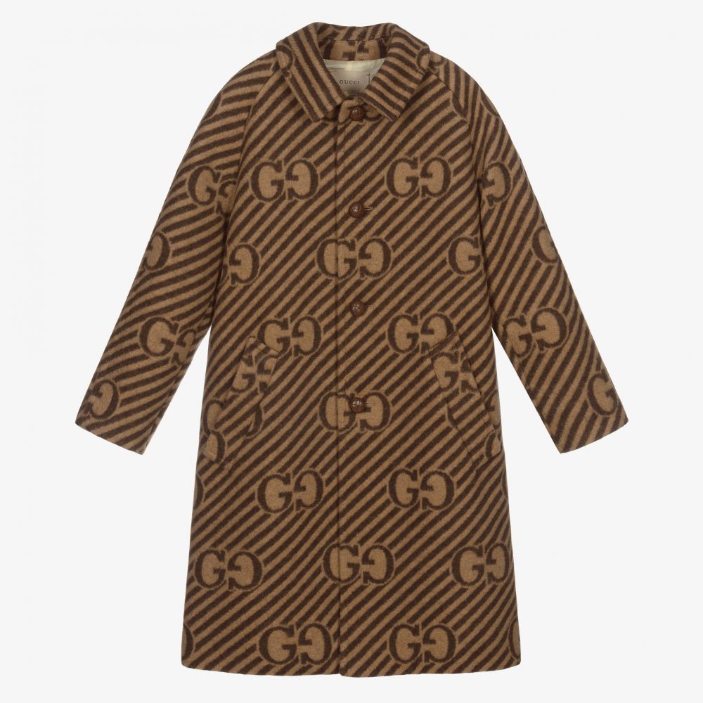 男童米色GG羊毛外套