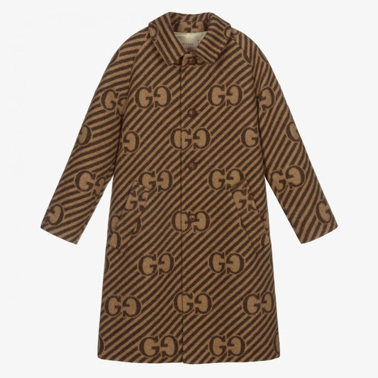 男童米色GG羊毛外套