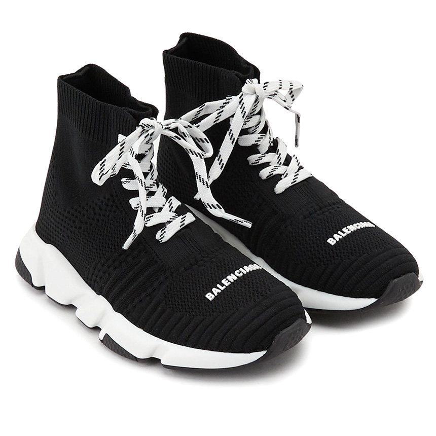 儿童白色系带Logo鞋