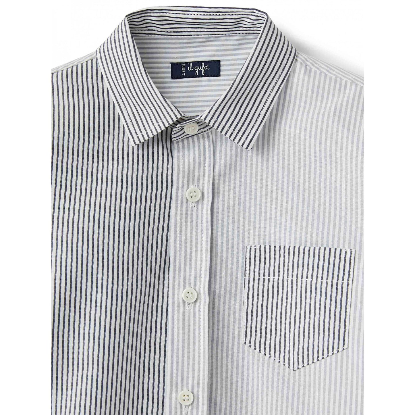 儿童蓝色条纹棉衬衫