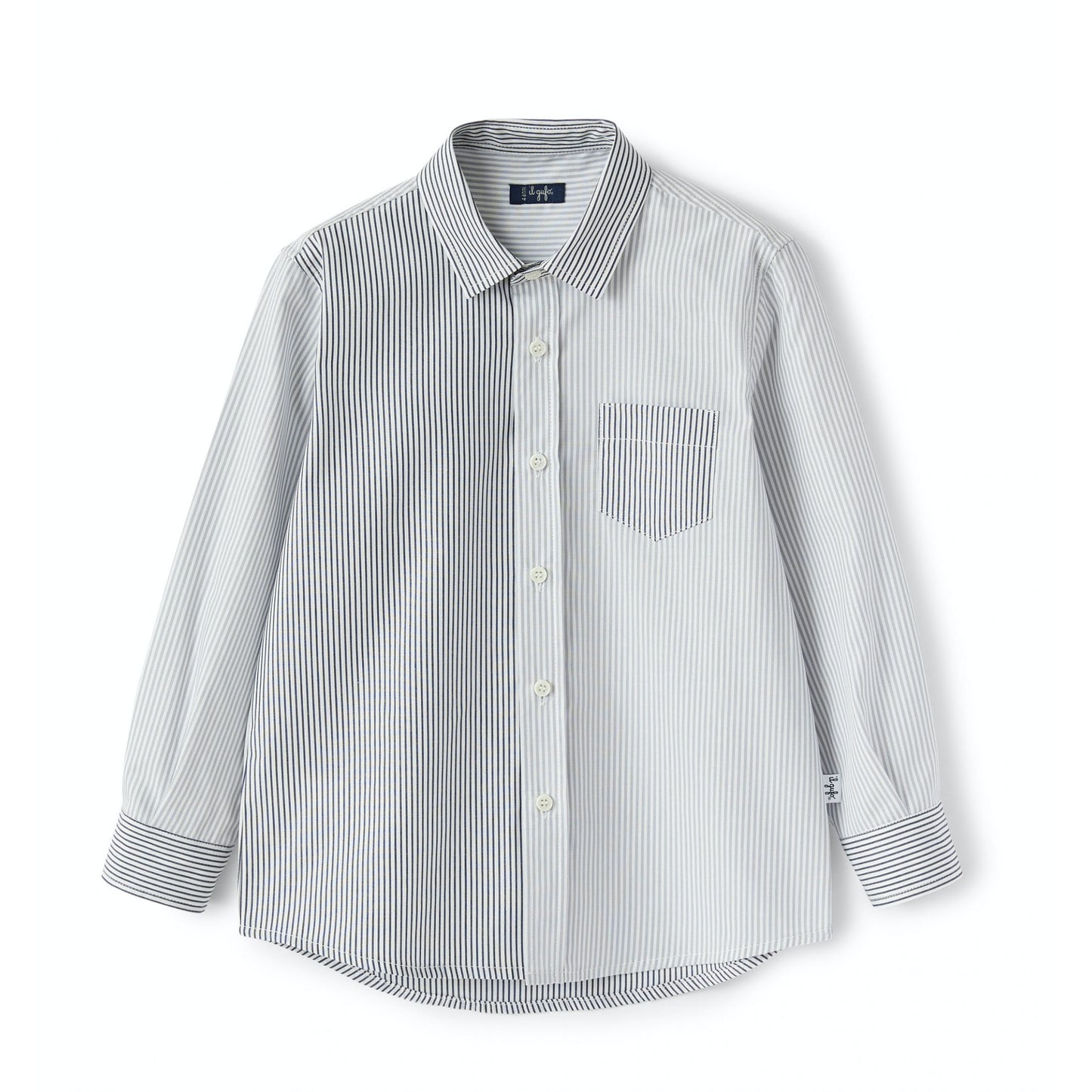 儿童蓝色条纹棉衬衫