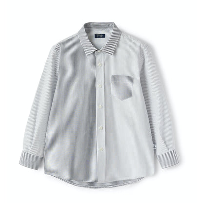 儿童蓝色条纹棉衬衫