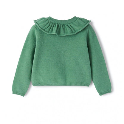 女童绿色羊毛开衫