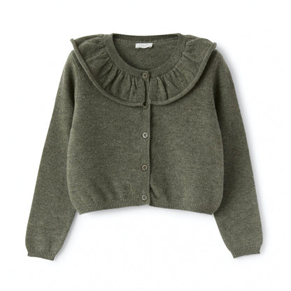 女童深灰色羊毛开衫